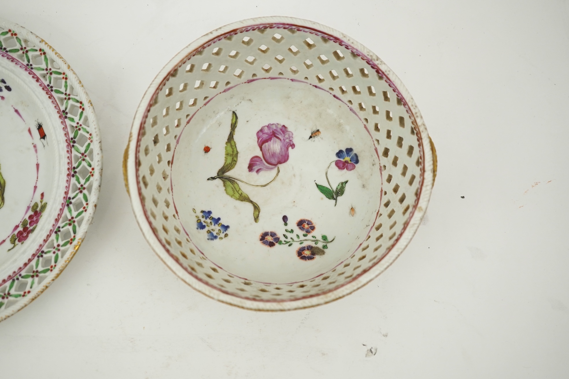 A Chinese export famille rose basket and stand, Qianlong period
